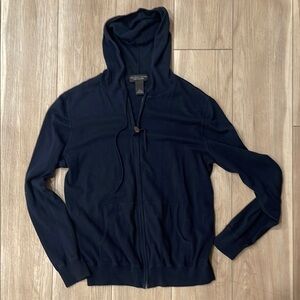 Navy Blue Men's Zip Up Sweater by Bloomingdale’s Size L